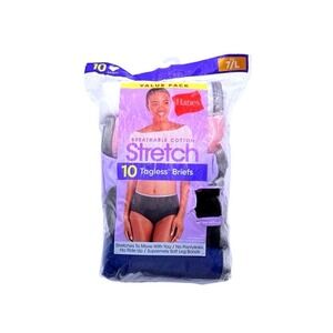 Hanes Women's Tagless Briefs 10-Pack Size 7 Large Stretch Cotton New